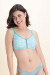 Zivame Double Layered Non Wired 3/4th Coverage Bra - Dark Blue Floral — thumbnail 1